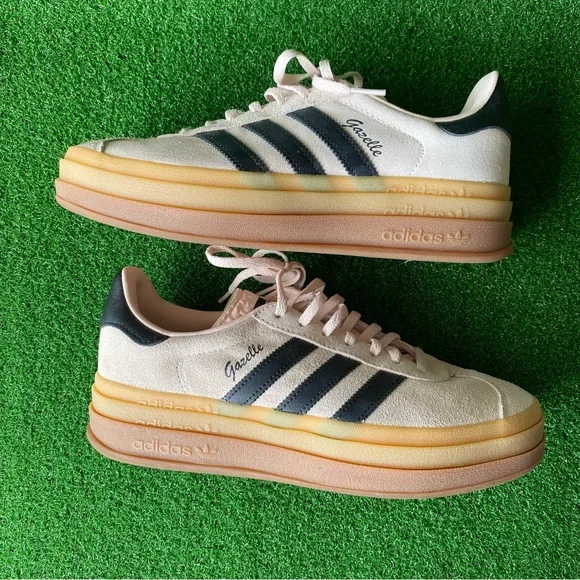 adidas gazelle silver green womens adidas Gazelle Messi Soccer Shoe Crystal Sand/Core Black/Gold Metallic